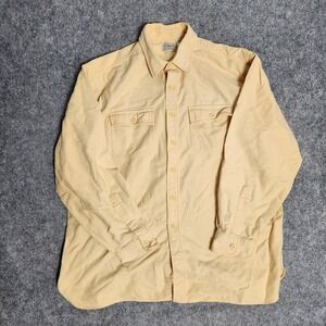 LL Bean VTG Flannel Shirt Men XL Yellow Chamois Traditional Fit Shirttail Hem
